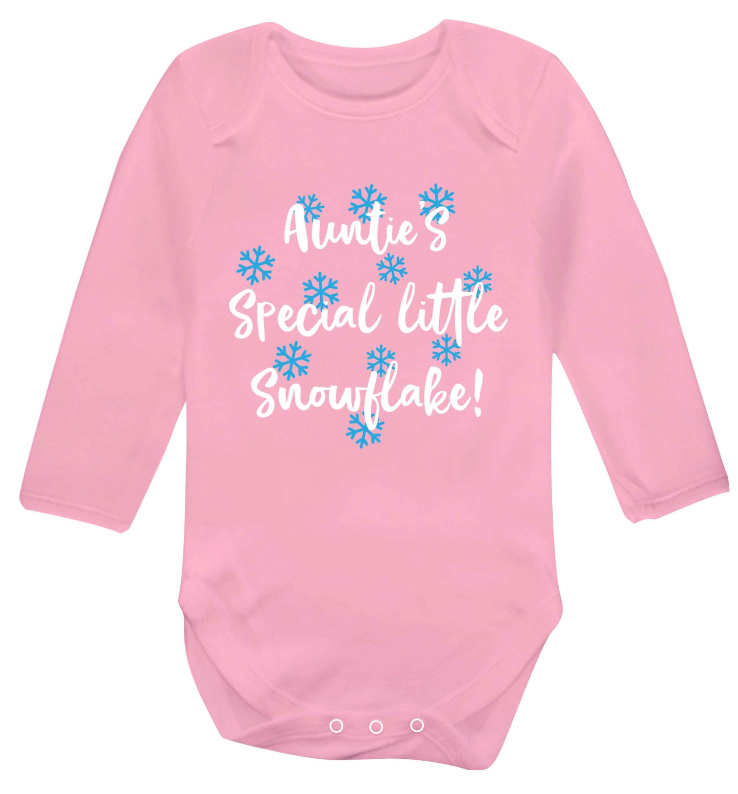 Auntie's special little snowflake Baby Vest long sleeved pale pink 6-12 months