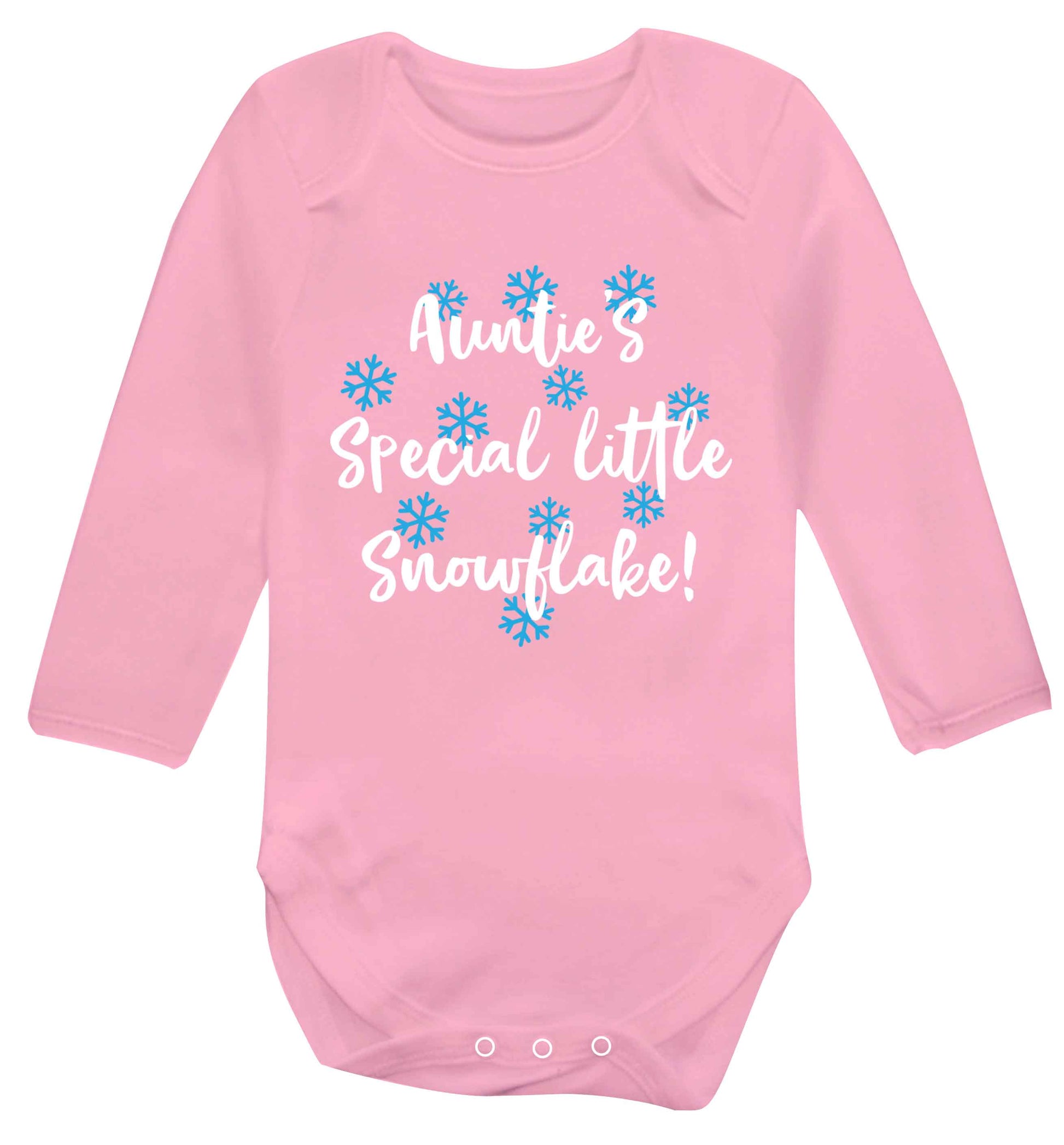 Auntie's special little snowflake Baby Vest long sleeved pale pink 6-12 months