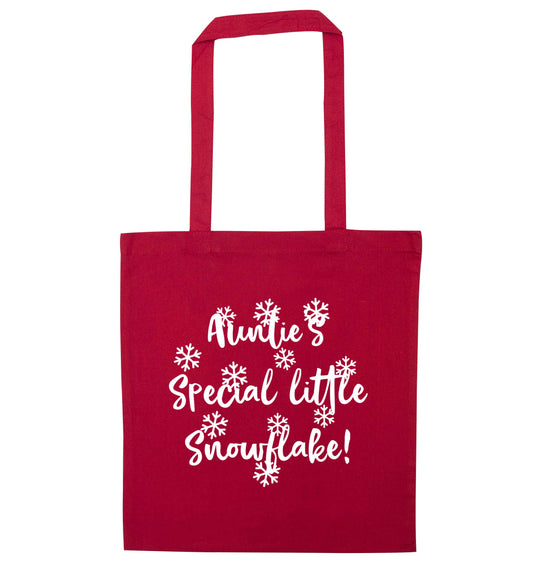 Auntie's special little snowflake red tote bag