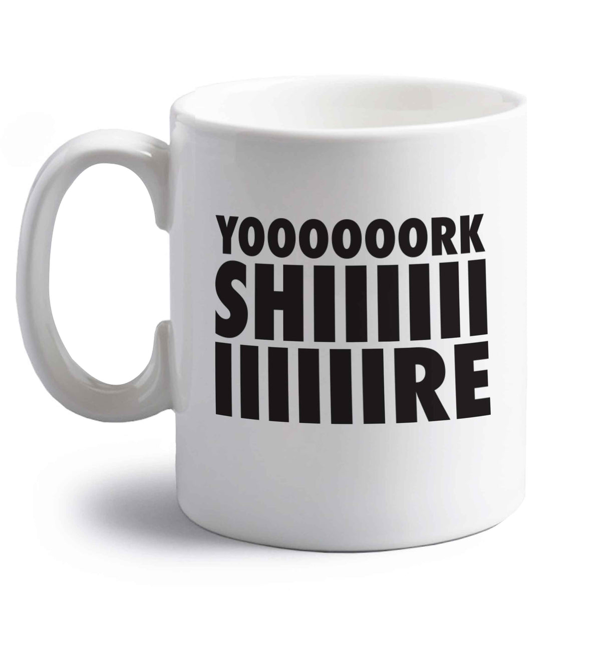 Yoooorkshiiiiire right handed white ceramic mug 