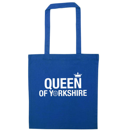 Queen of Yorkshire blue tote bag