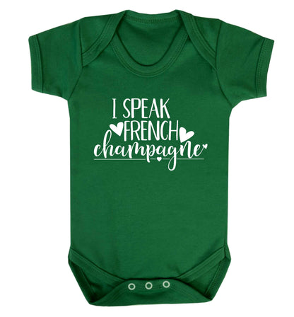 I speak french champagne Baby Vest green 18-24 months