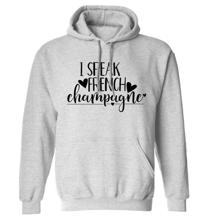I speak french champagne adults unisex grey hoodie 2XL