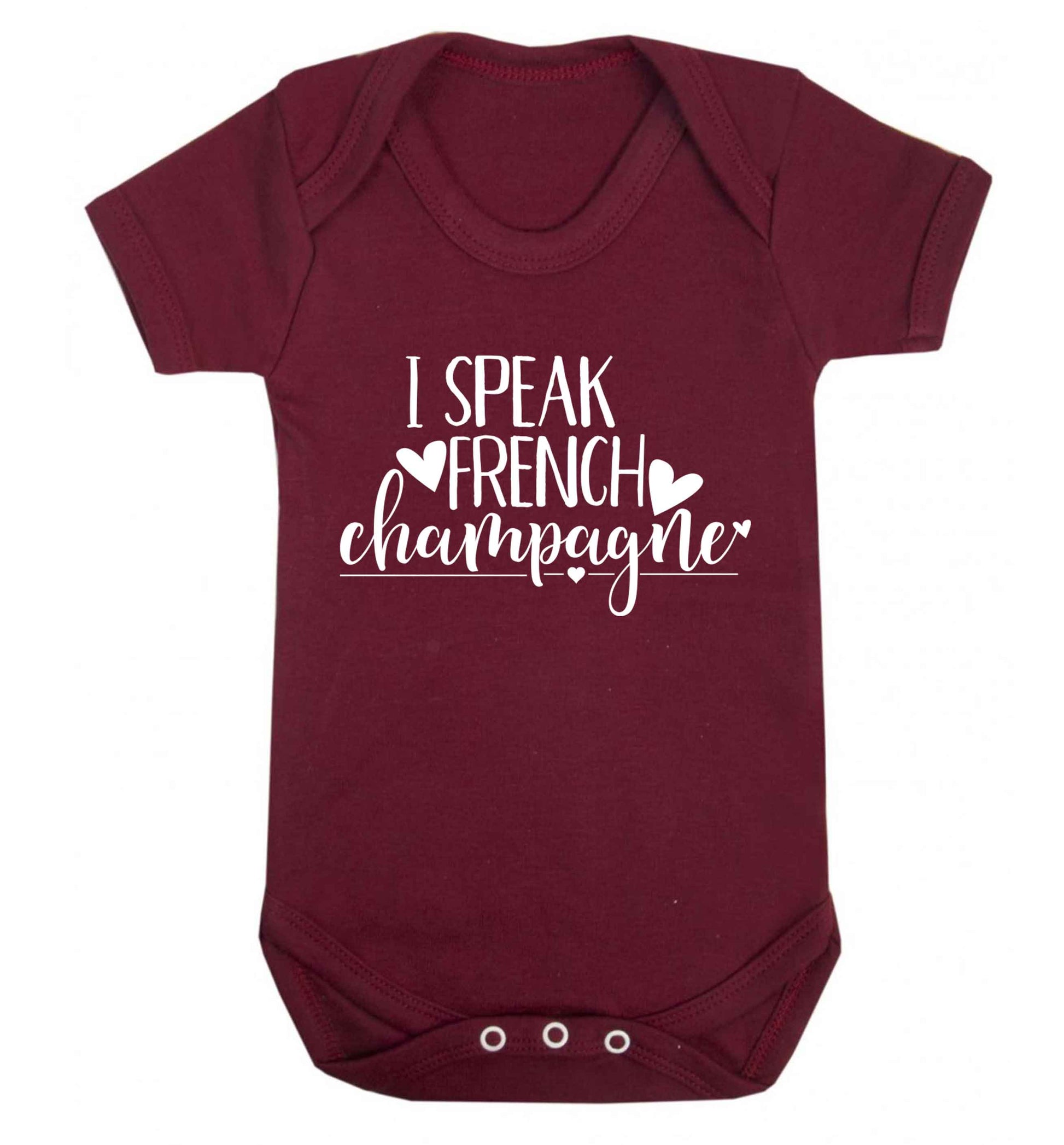 I speak french champagne Baby Vest maroon 18-24 months