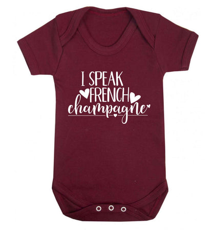 I speak french champagne Baby Vest maroon 18-24 months