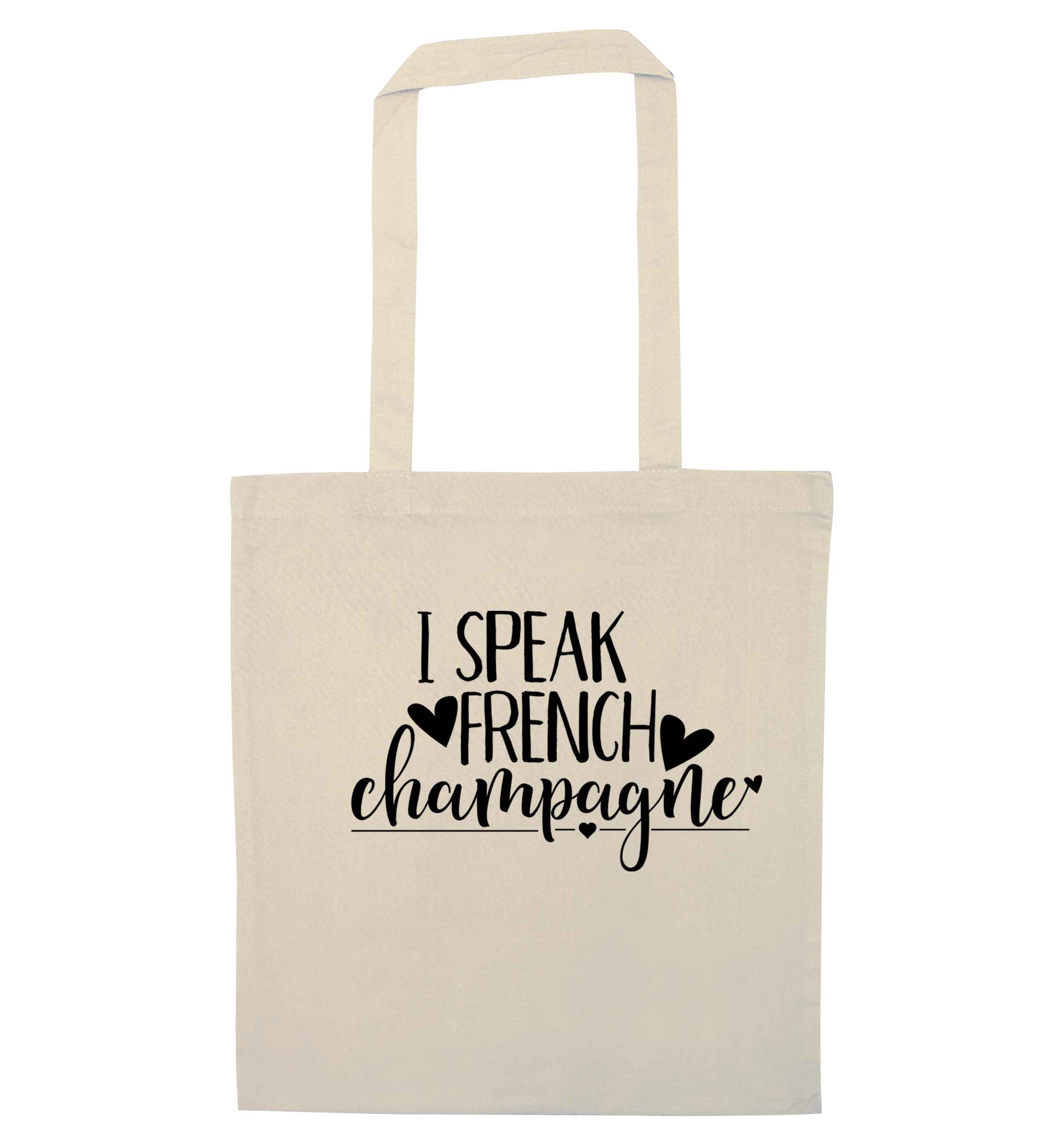 I speak french champagne natural tote bag