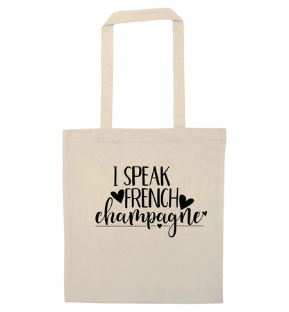 I speak french champagne natural tote bag