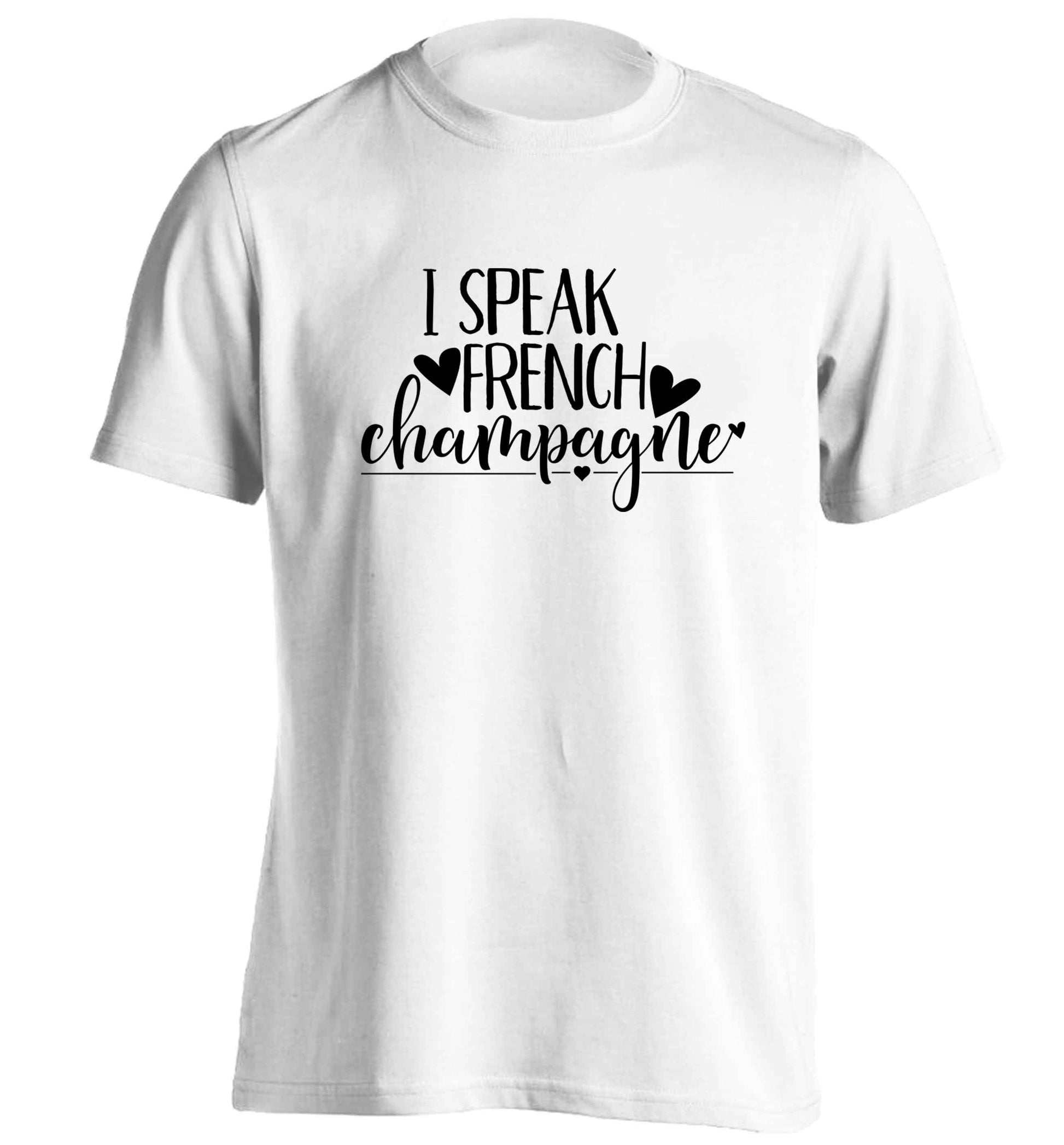 I speak french champagne adults unisex white Tshirt 2XL