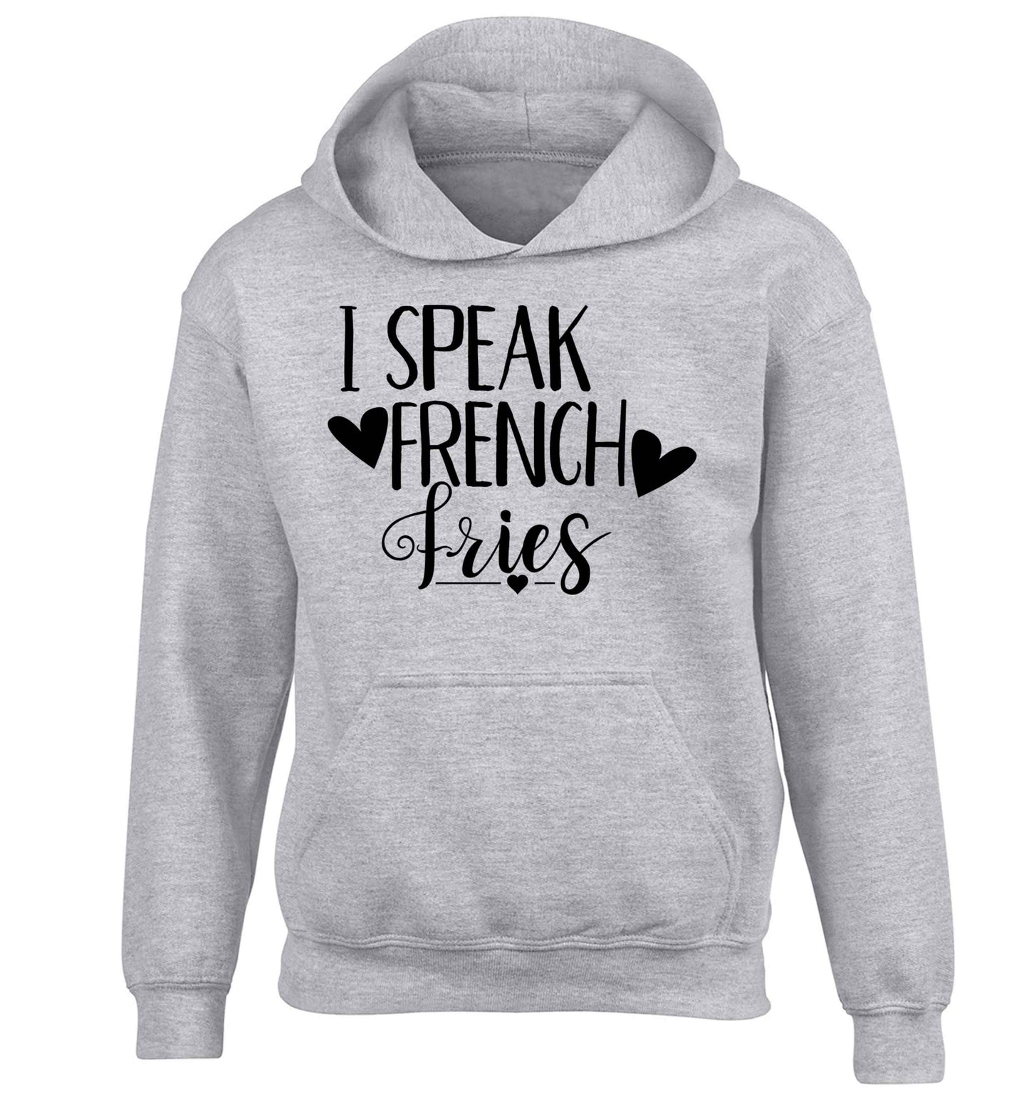 I speak French fries children's grey hoodie 12-13 Years
