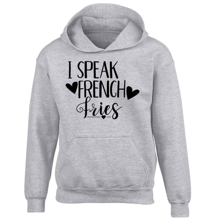 I speak French fries children's grey hoodie 12-13 Years