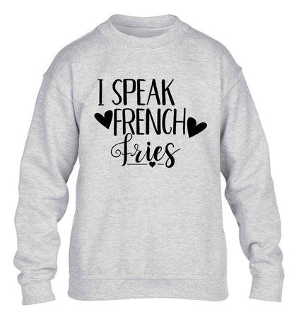 I speak French fries children's grey sweater 12-13 Years