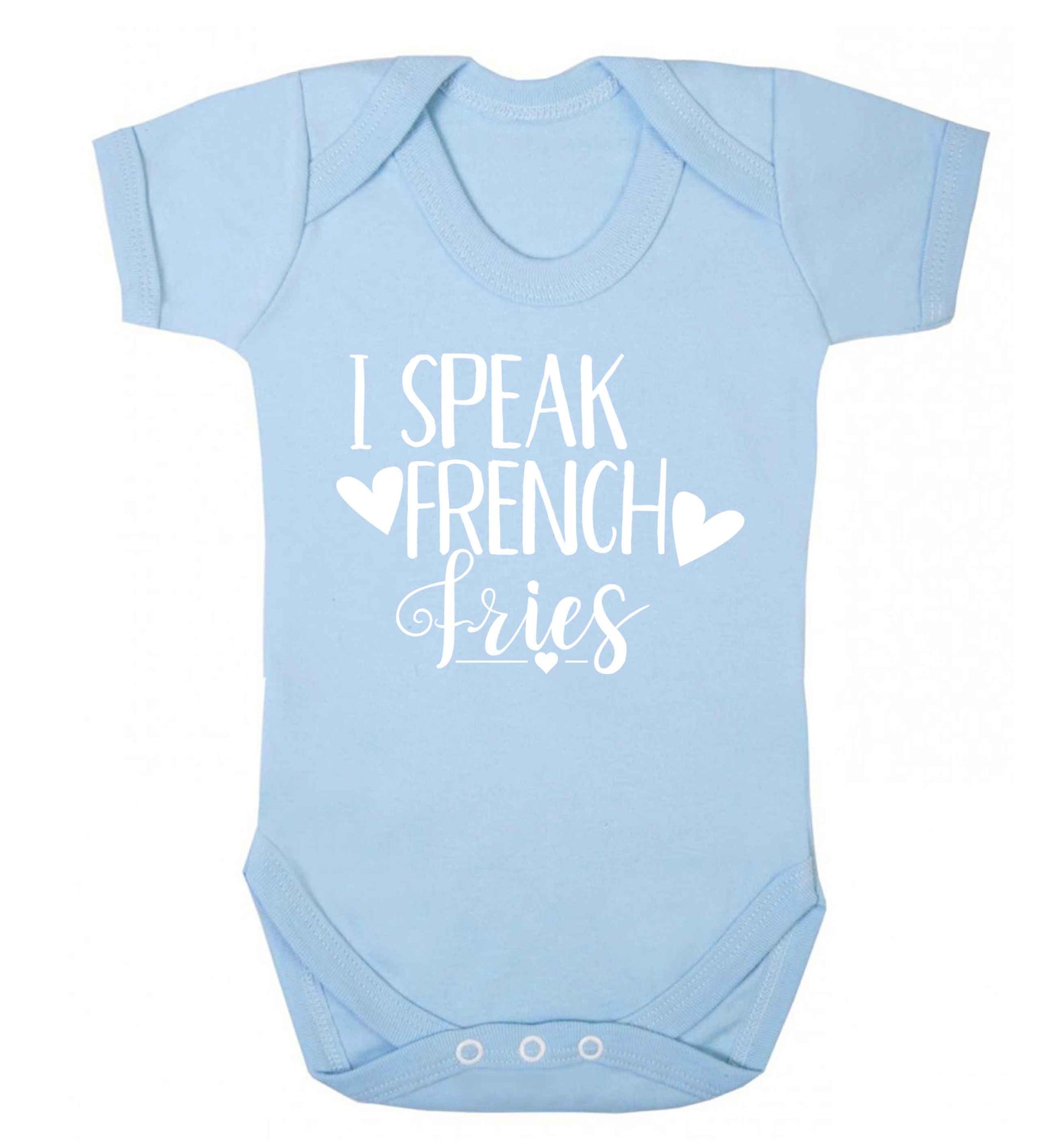 I speak French fries Baby Vest pale blue 18-24 months
