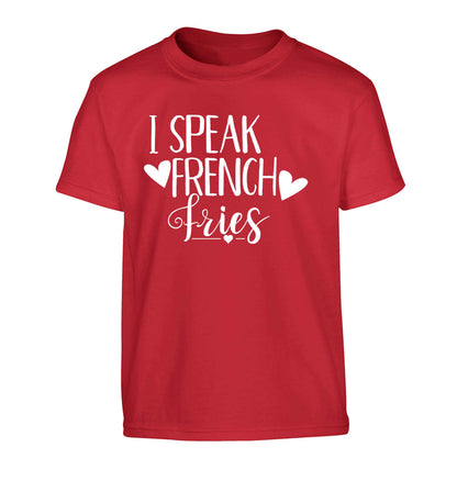 I speak French fries Children's red Tshirt 12-13 Years