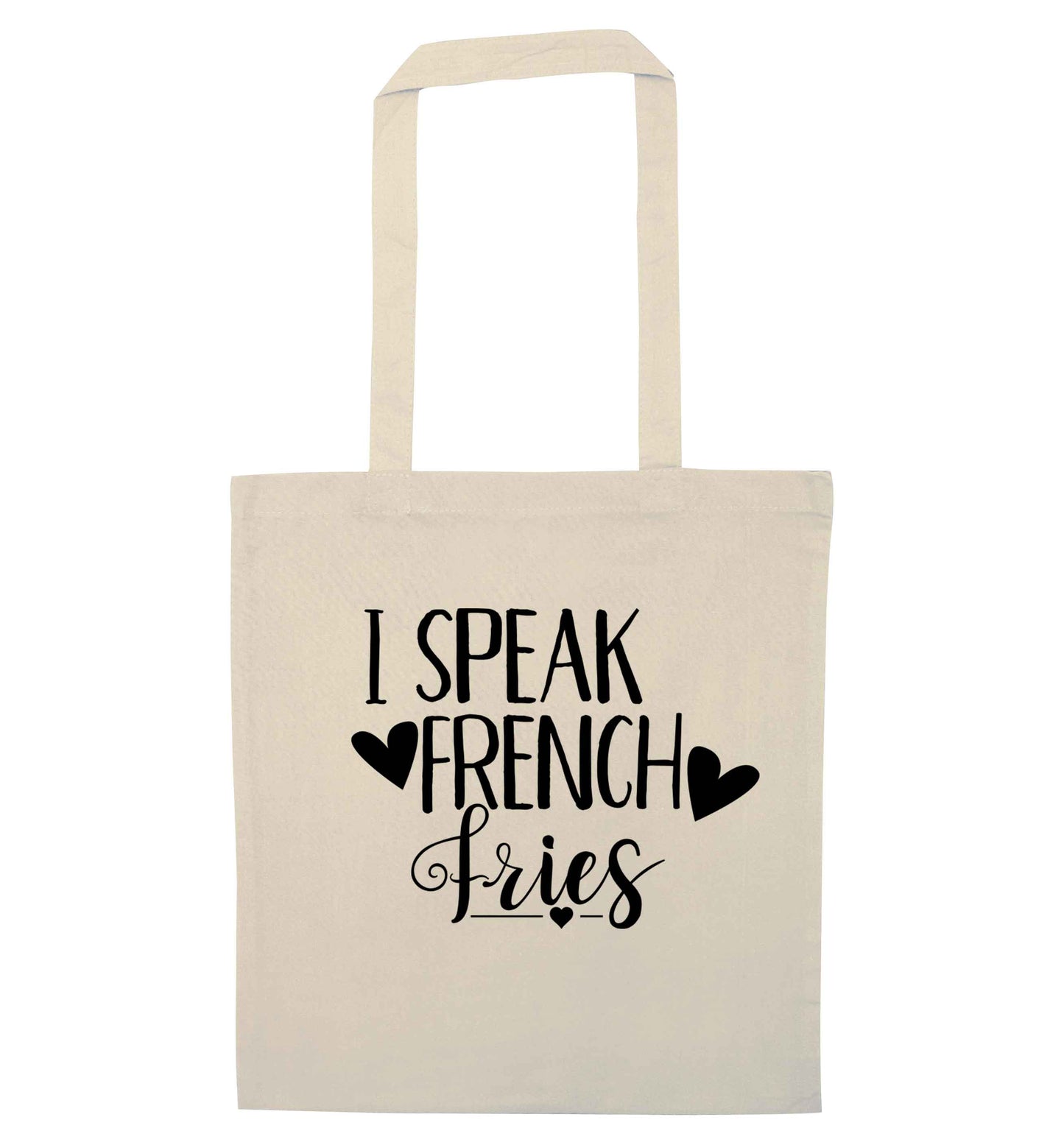 I speak French fries natural tote bag