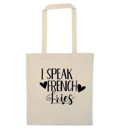 I speak French fries natural tote bag