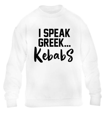 I speak Greek...kebabs children's white sweater 12-13 Years