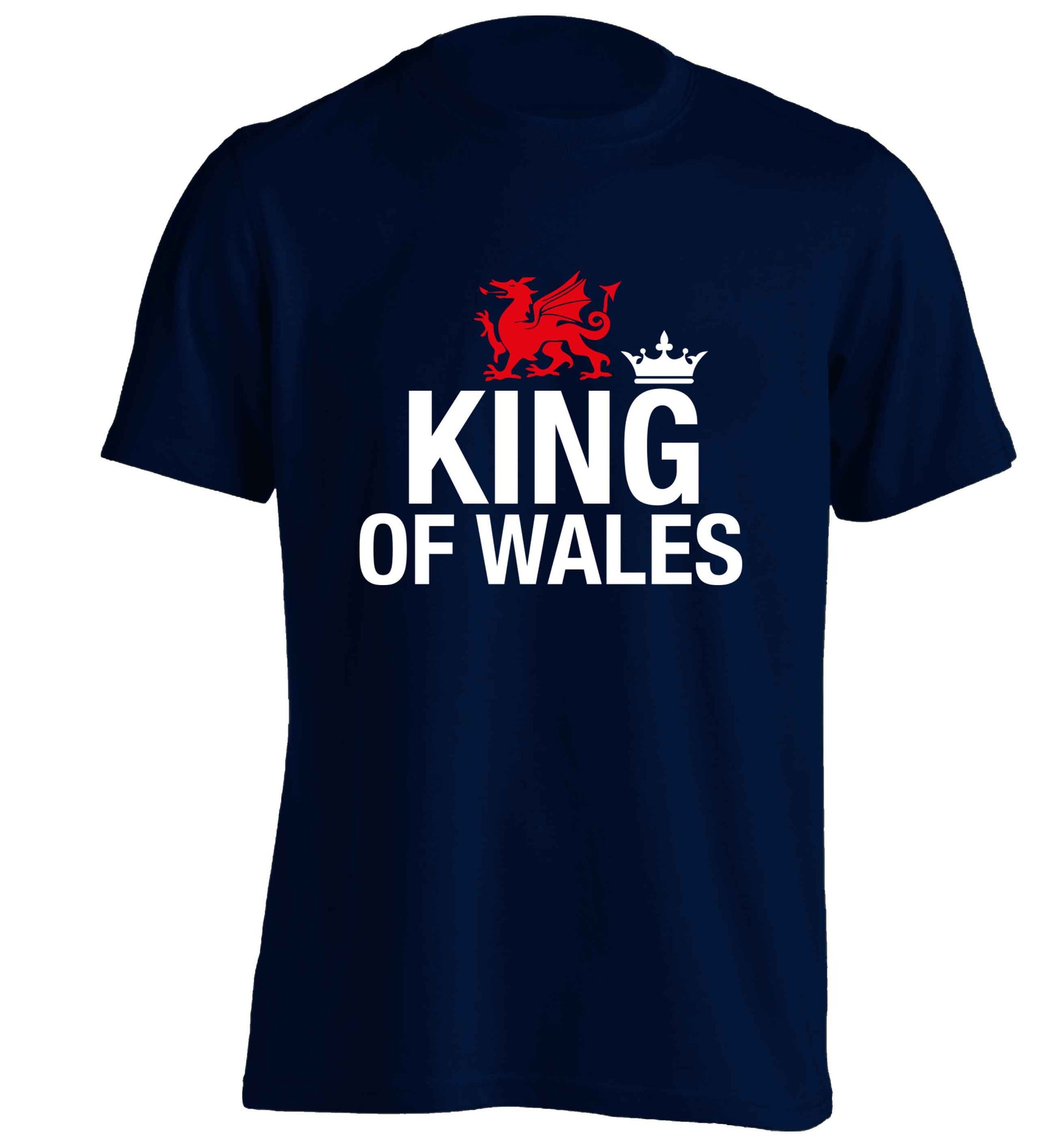 King of Wales adults unisex navy Tshirt 2XL