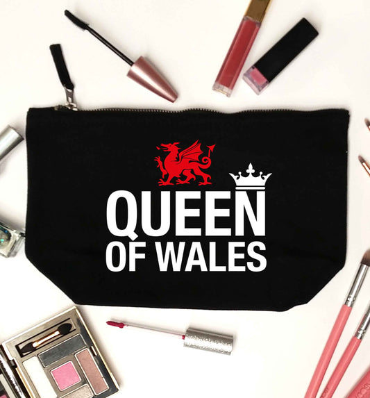 Queen of Wales black makeup bag