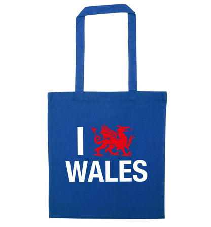 I love Wales blue tote bag