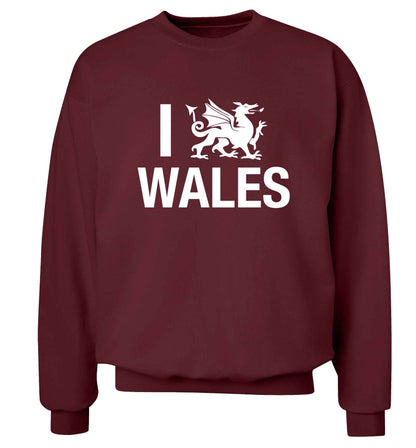 I love Wales Adult's unisex maroon Sweater 2XL