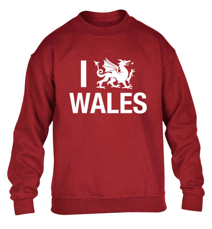 I love Wales children's grey sweater 12-13 Years