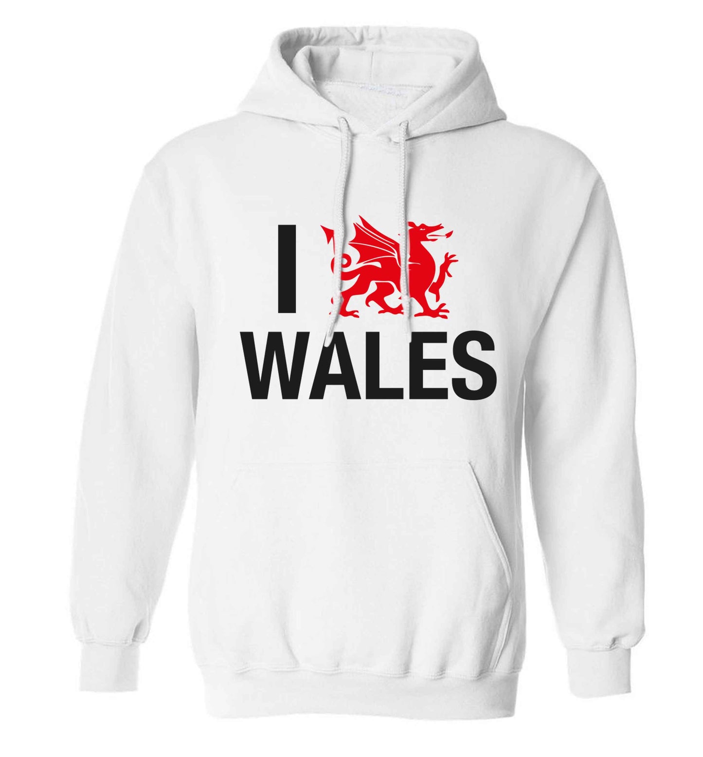 I love Wales adults unisex white hoodie 2XL