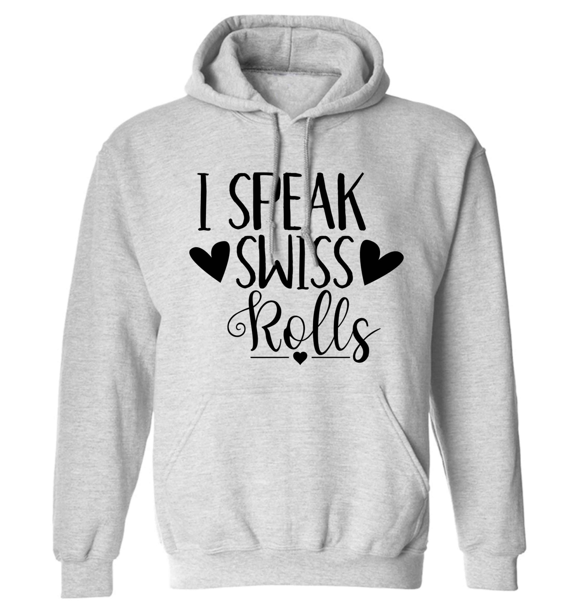 I speak swiss..rolls adults unisex grey hoodie 2XL