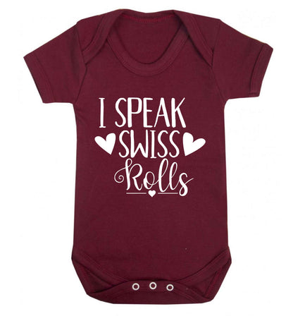 I speak swiss..rolls Baby Vest maroon 18-24 months