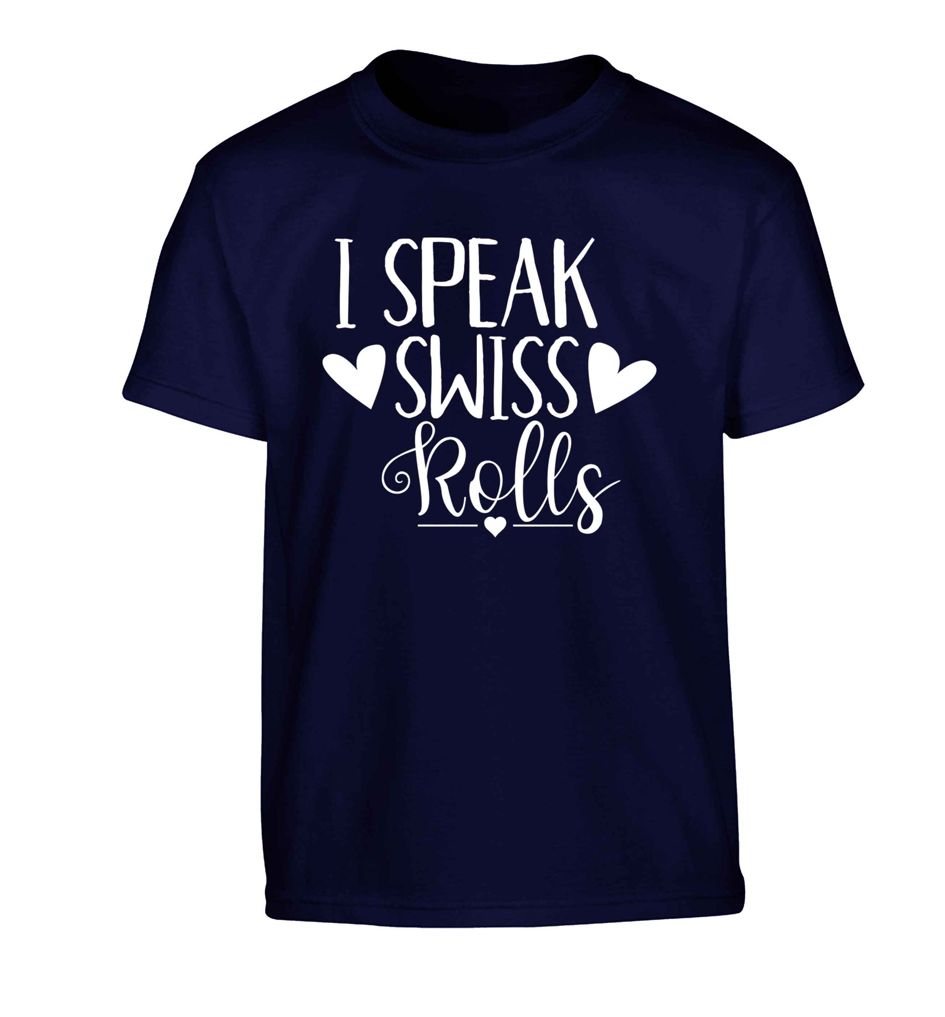 I speak swiss..rolls Children's navy Tshirt 12-13 Years