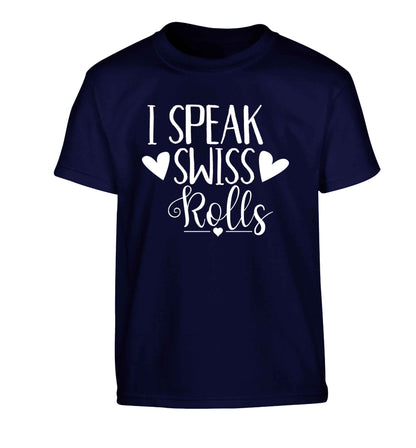 I speak swiss..rolls Children's navy Tshirt 12-13 Years