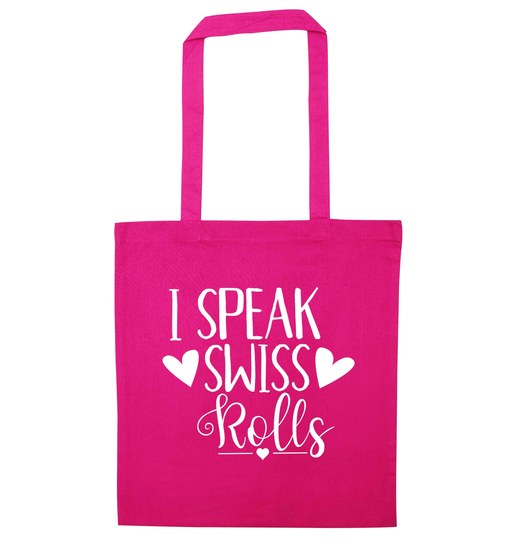 I speak swiss..rolls pink tote bag