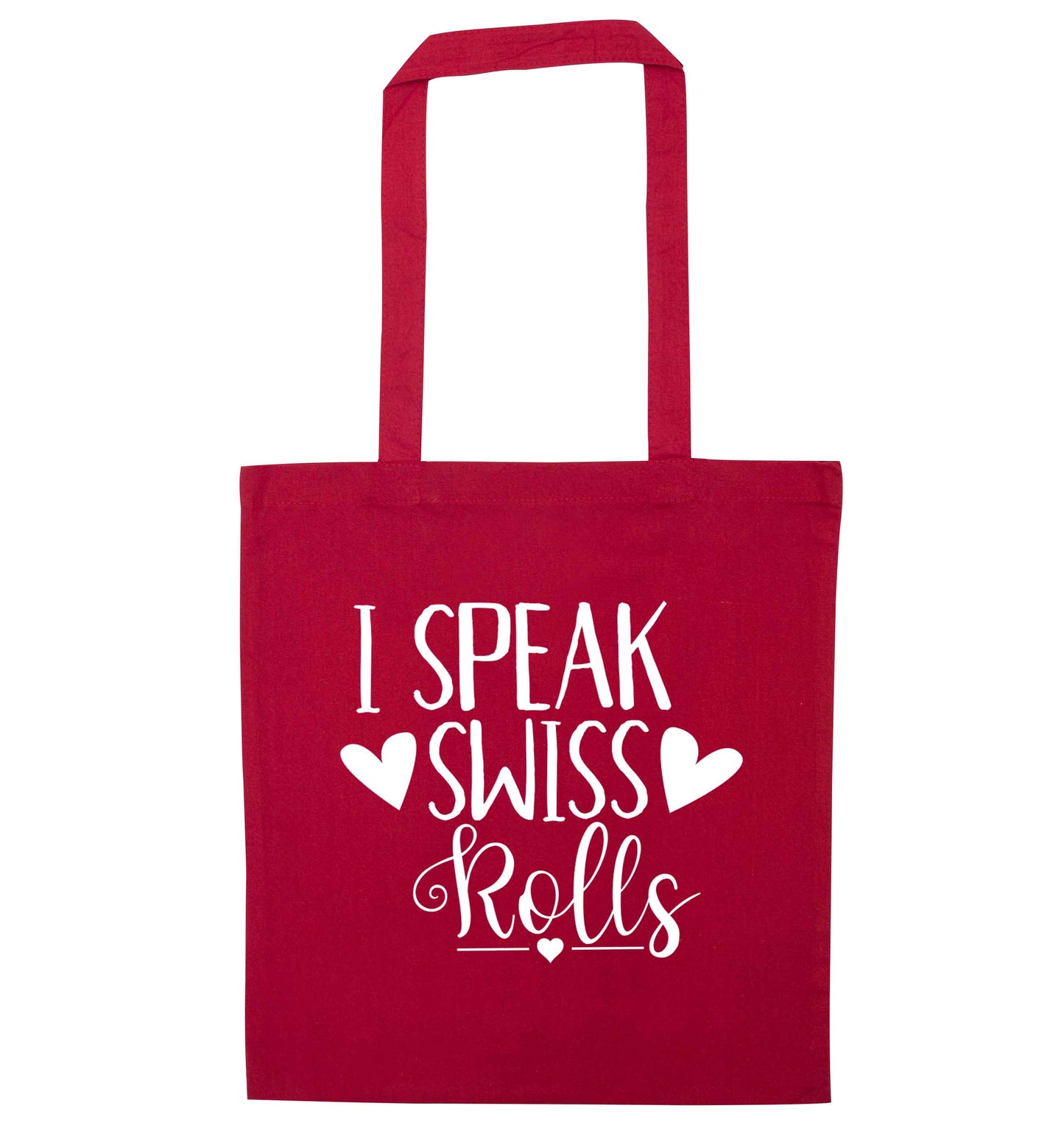I speak swiss..rolls red tote bag