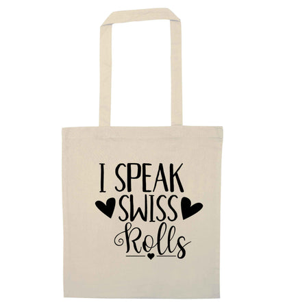 I speak swiss..rolls natural tote bag