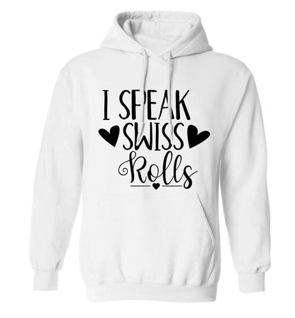 I speak swiss..rolls adults unisex white hoodie 2XL