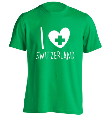 I love switzerland adults unisex green Tshirt 2XL