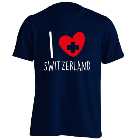 I love switzerland adults unisex navy Tshirt 2XL