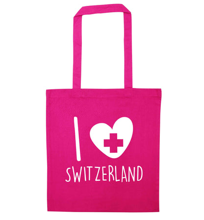 I love switzerland pink tote bag