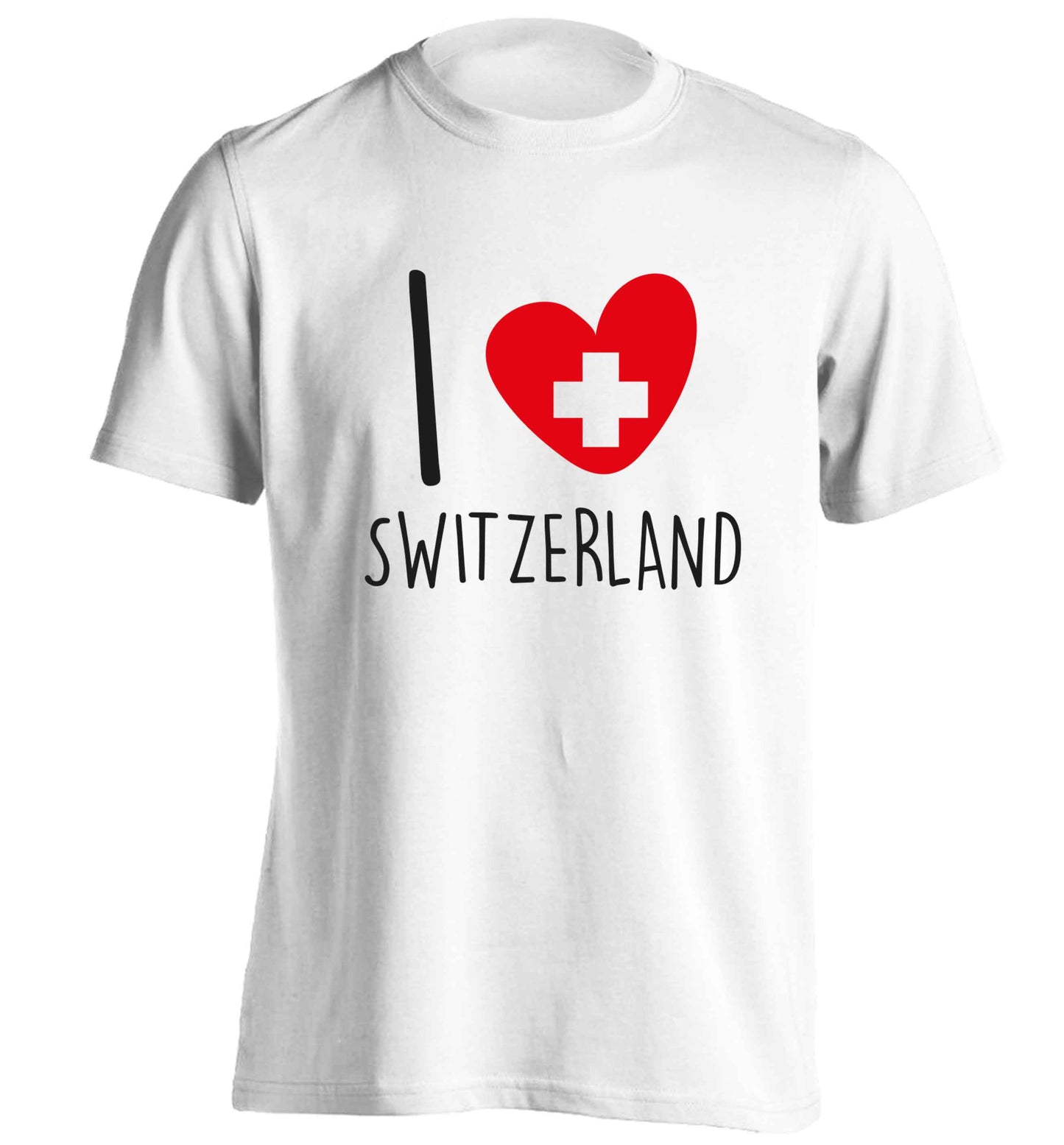I love switzerland adults unisex white Tshirt 2XL