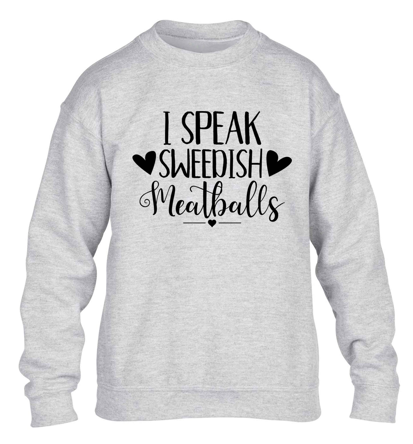 I speak sweedish...meatballs children's grey sweater 12-13 Years