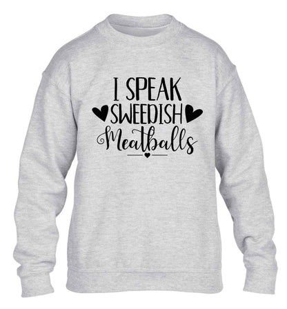 I speak sweedish...meatballs children's grey sweater 12-13 Years
