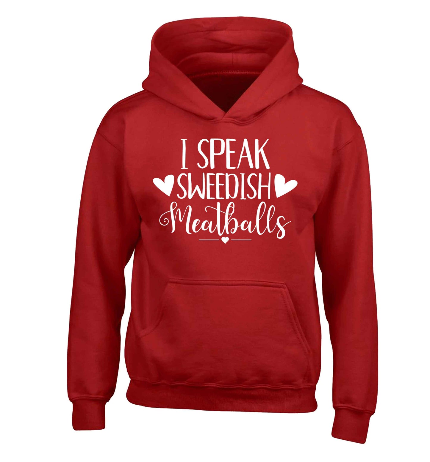 I speak sweedish...meatballs children's red hoodie 12-13 Years