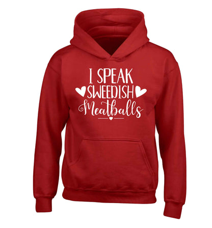 I speak sweedish...meatballs children's red hoodie 12-13 Years