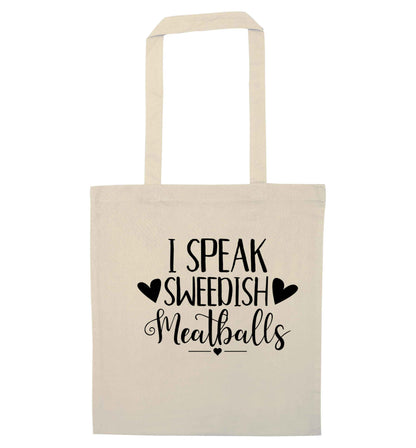 I speak sweedish...meatballs natural tote bag