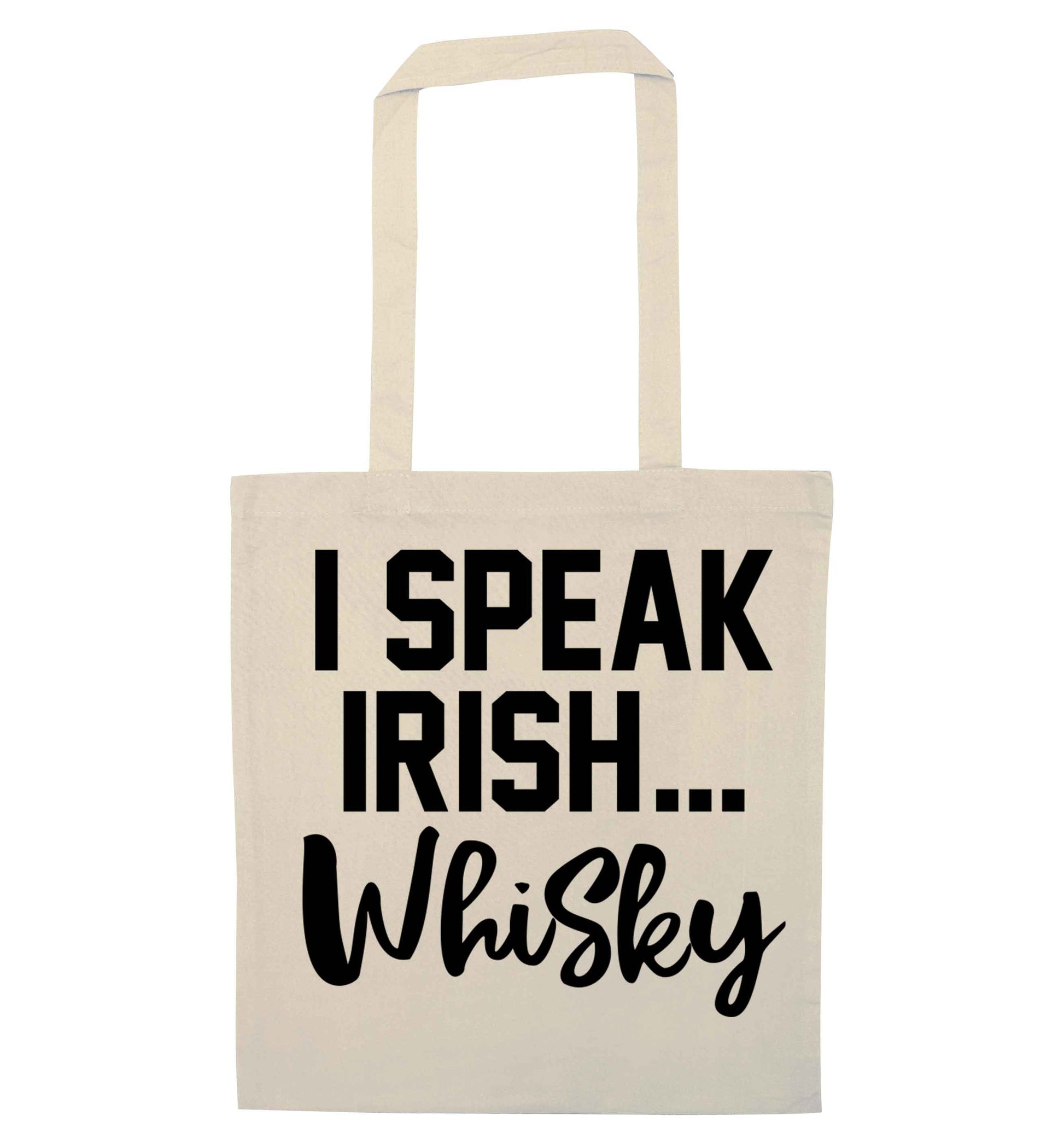 I speak Irish whisky natural tote bag