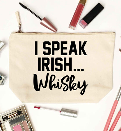 I speak Irish whisky natural makeup bag