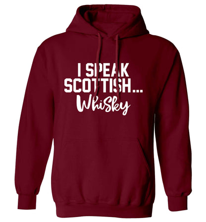 I speak scottish...whisky adults unisex maroon hoodie 2XL