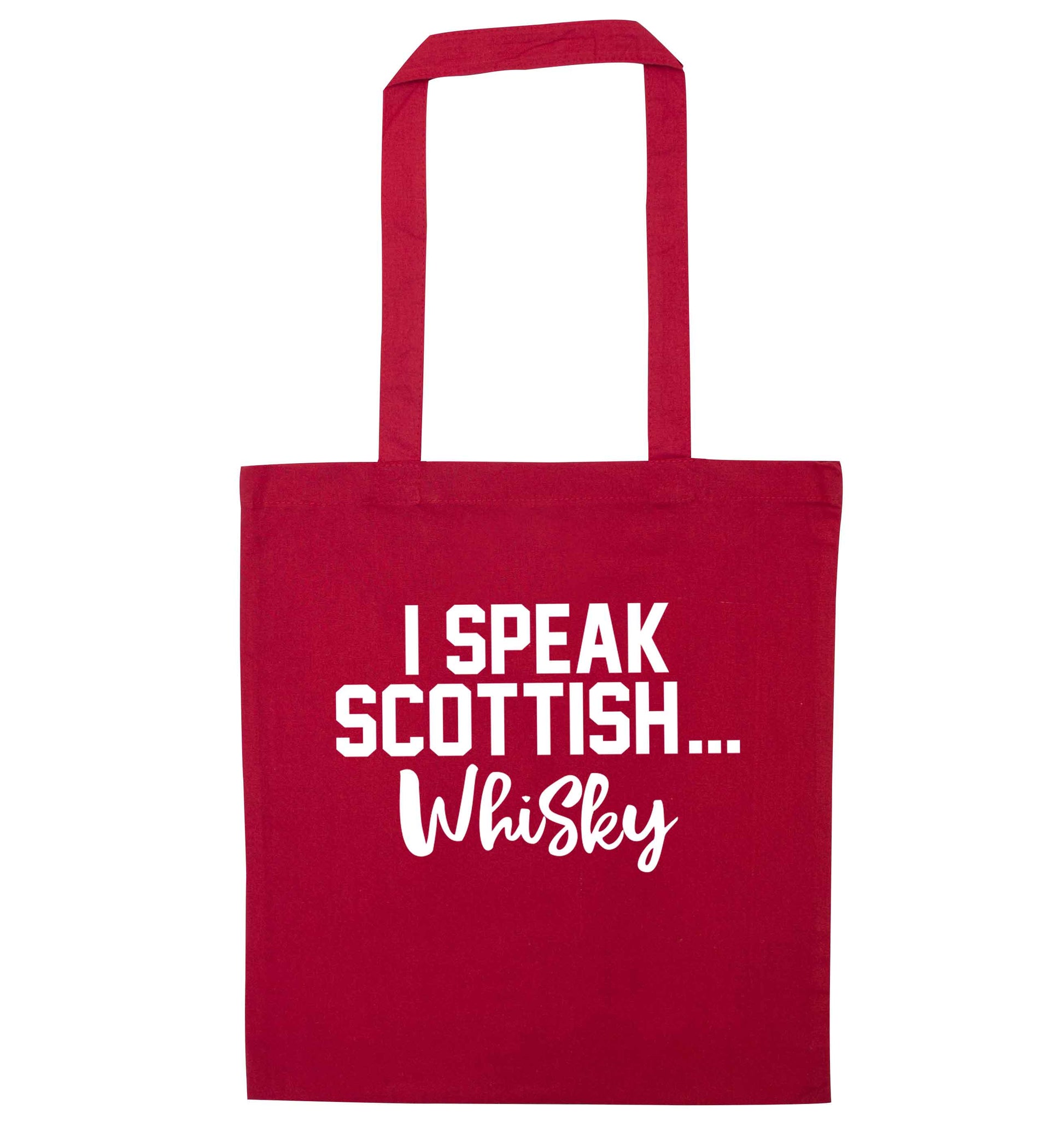 I speak scottish...whisky red tote bag