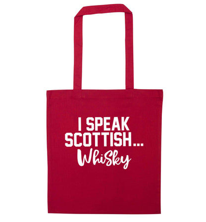 I speak scottish...whisky red tote bag