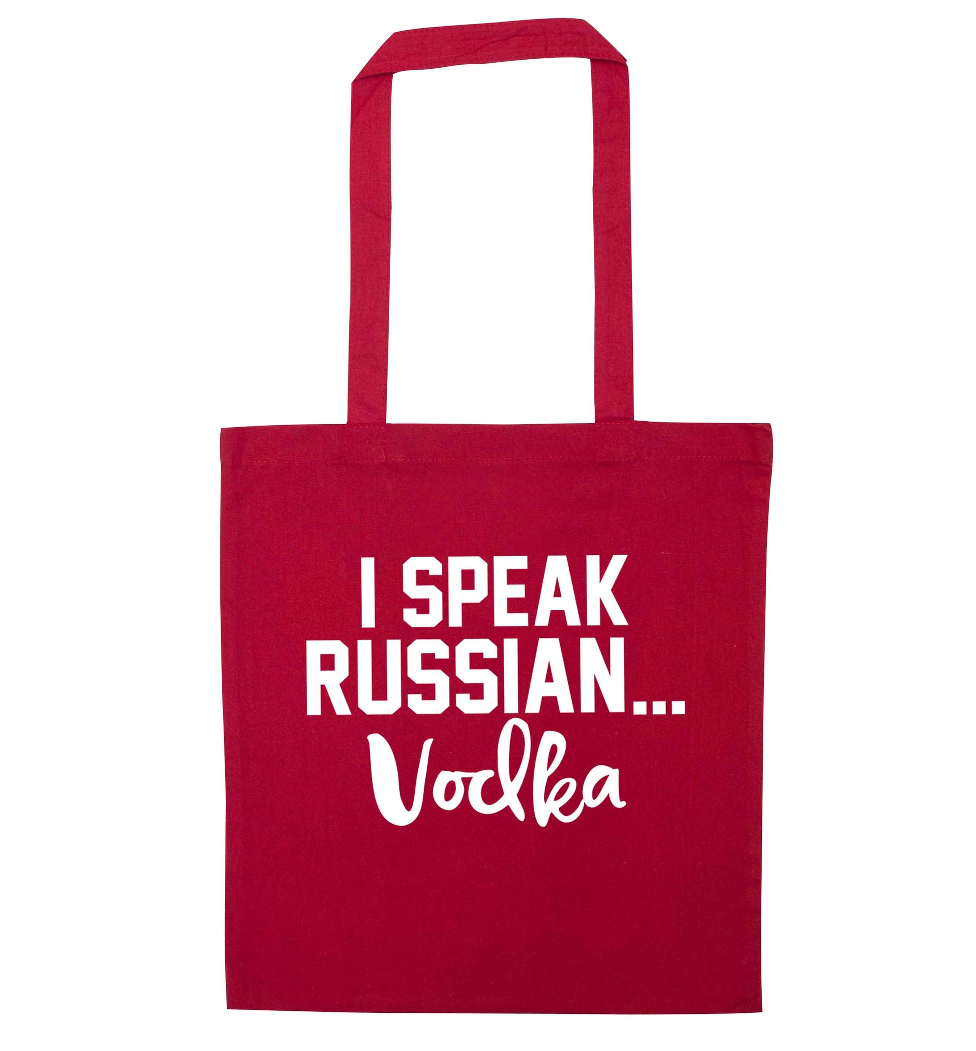 I speak russian...vodka red tote bag