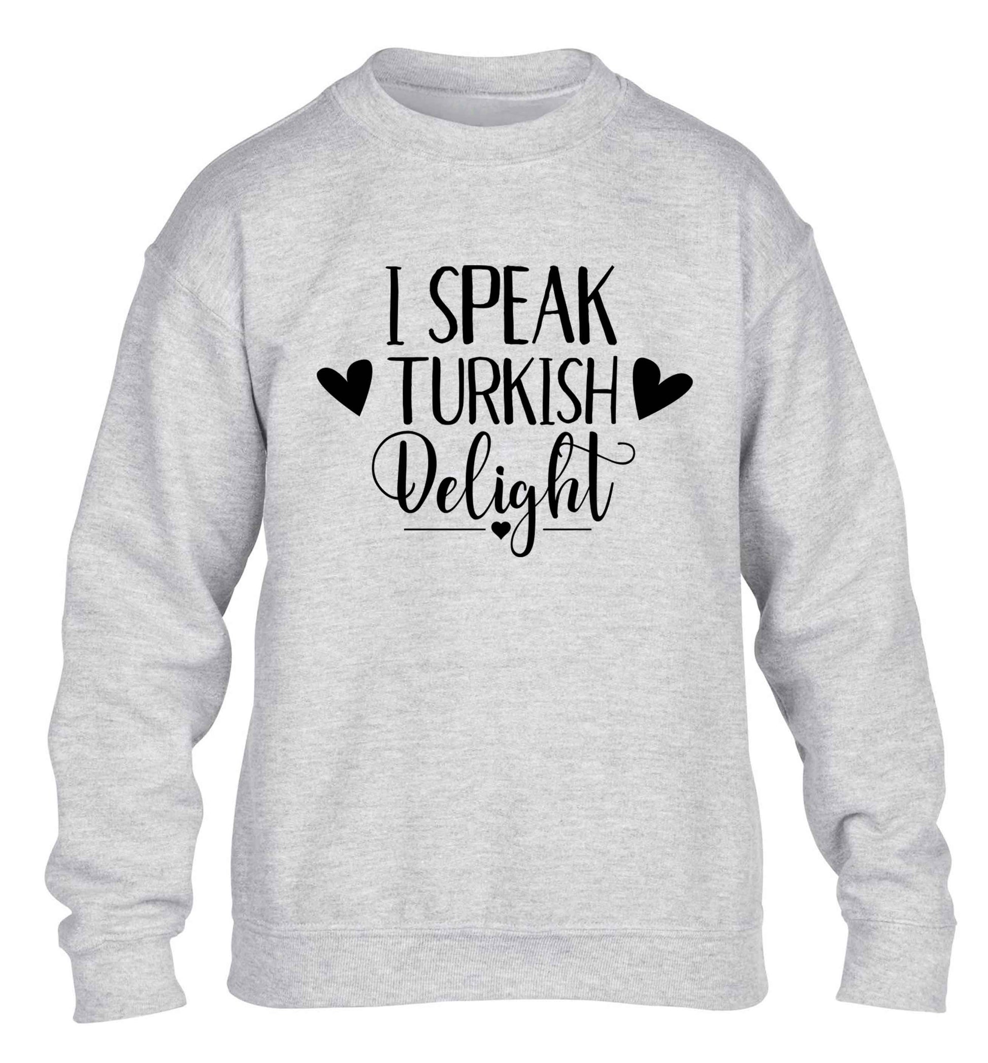I speak turkish...delight children's grey sweater 12-13 Years